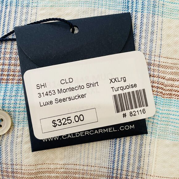 $325 Calder Carmel Limited Edition NWT Men's Montecito Shirt XXL Seersucker 1/70 - Picture 5 of 11